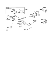 Bracket Mounting/Regulator Diagram and Parts List for 185400-185499 0412-0599 Briggs and Stratton Engine